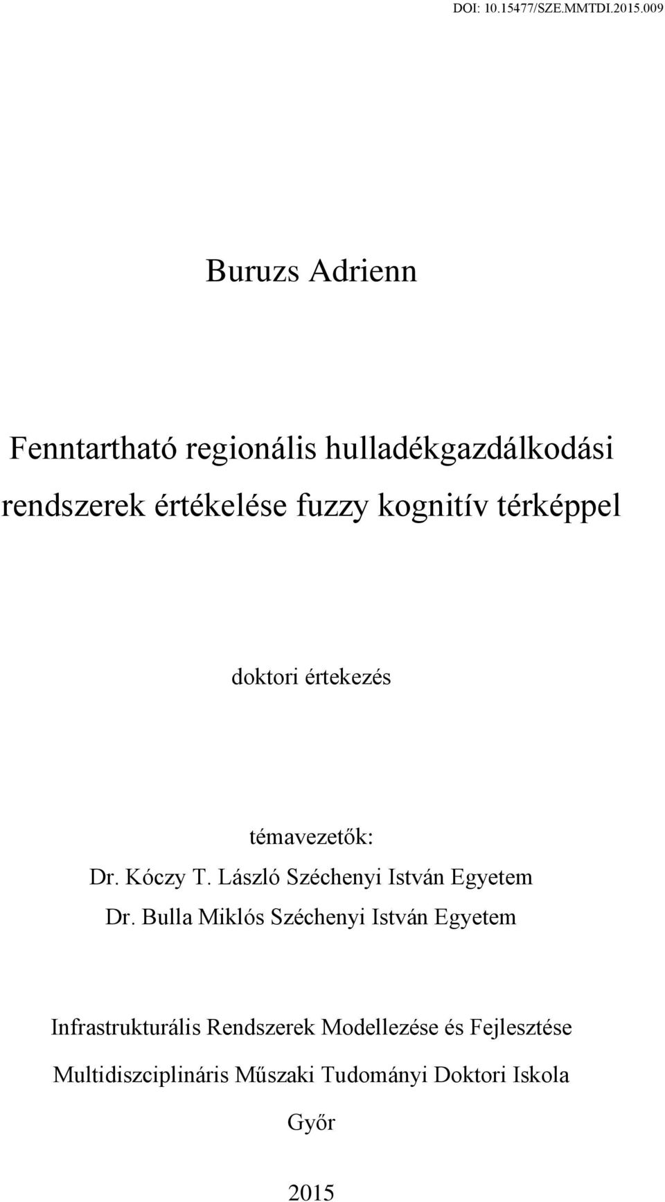 László Széchenyi István Egyetem Dr.