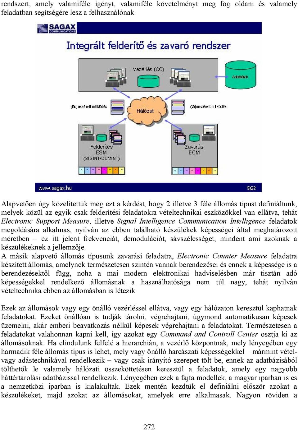 Electronic Support Measure, illetve Signal Intelligence Communication Intelligence feladatok megoldására alkalmas, nyilván az ebben található készülékek képességei által meghatározott méretben ez itt