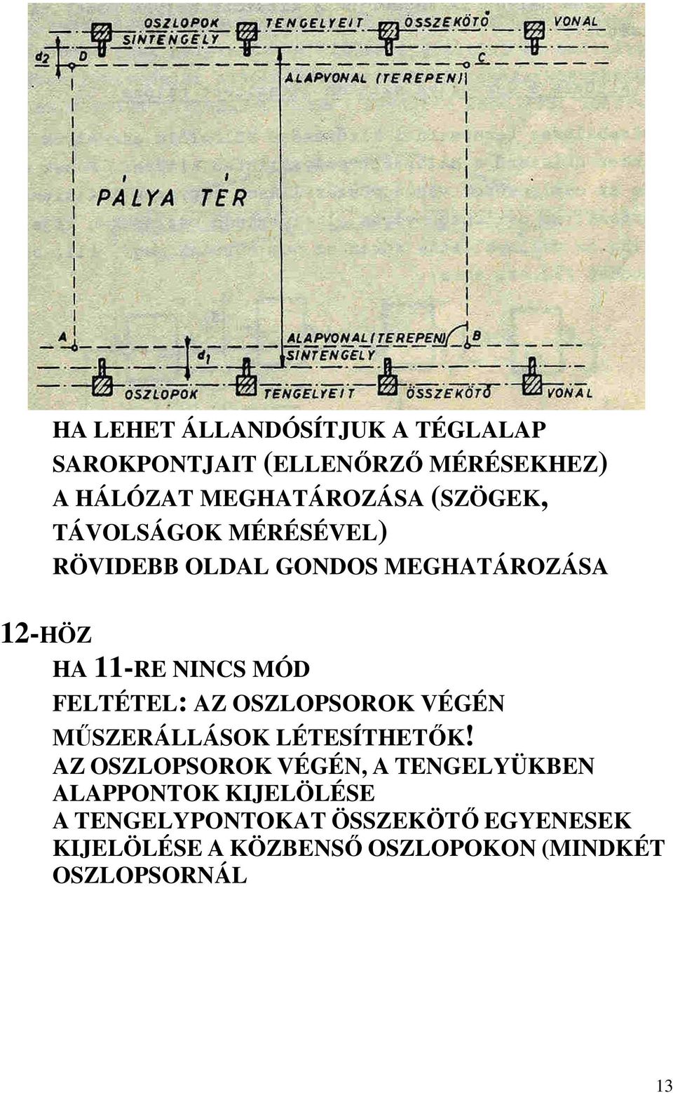 FELTÉTEL: AZ OSZLOPSOROK VÉGÉN MŐSZERÁLLÁSOK LÉTESÍTHETİK!