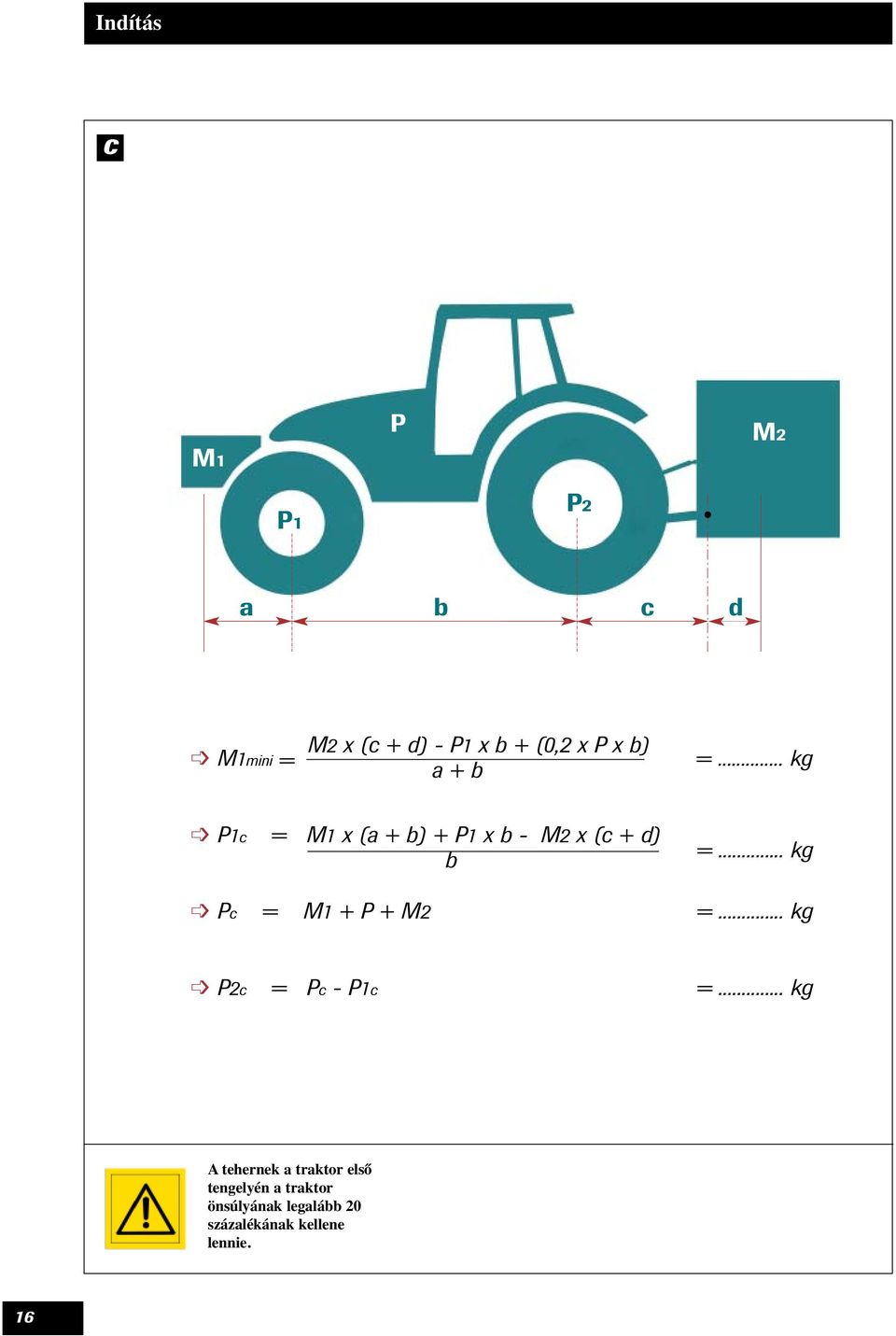 .. kg Pc = M + P + M =... kg Pc = Pc - Pc =.