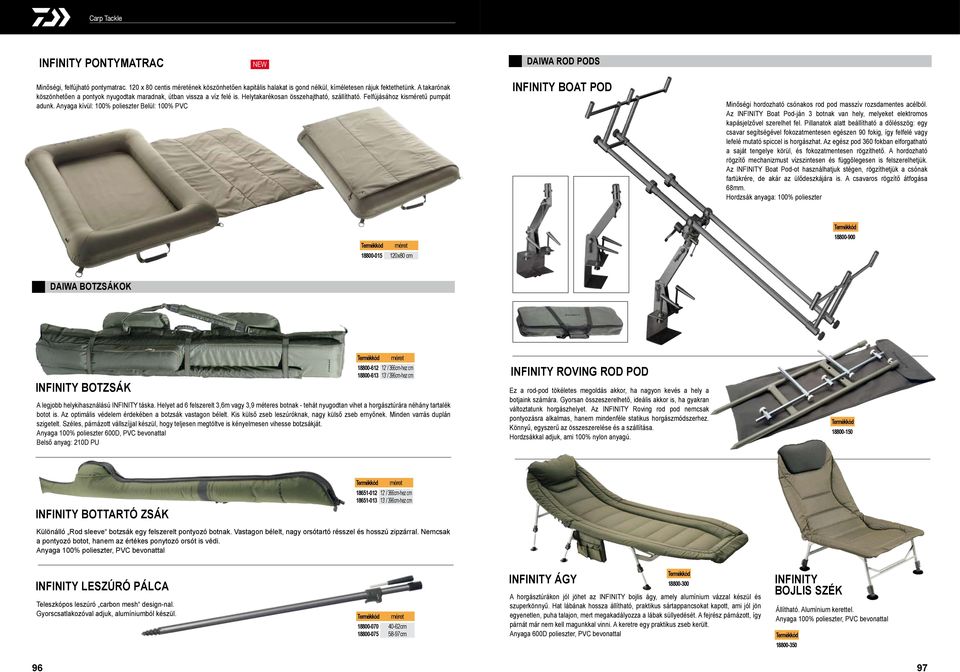 Anyaga kívül: 100% polieszter Belül: 100% PVC INFINITY Boat Pod Minőségi hordozható csónakos rod pod masszív rozsdamentes acélból.