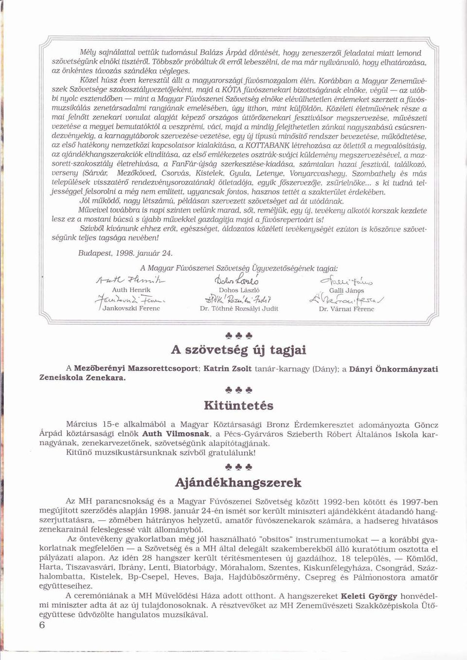 Korbban a Magyar Zeneműv-szek Szövetsge ö szakosztlyvezetı ő ýeknt, majd a KÓTA Ó fúvószenekari í bizottsgnak elnöke, ö vgl- az utób- ó bi í nyolc esztendóben ó - mint a Magyar Fúvószeneiú ó í