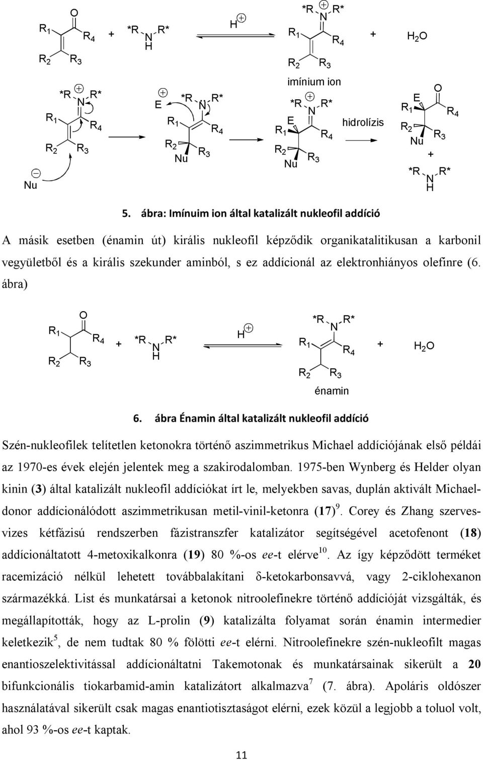 ábra Énamin által katalizált nukleofil addíció Szén-nukleofilek telítetlen ketonokra történő aszimmetrikus Michael addíciójának első példái az 1970-es évek elején jelentek meg a szakirodalomban.