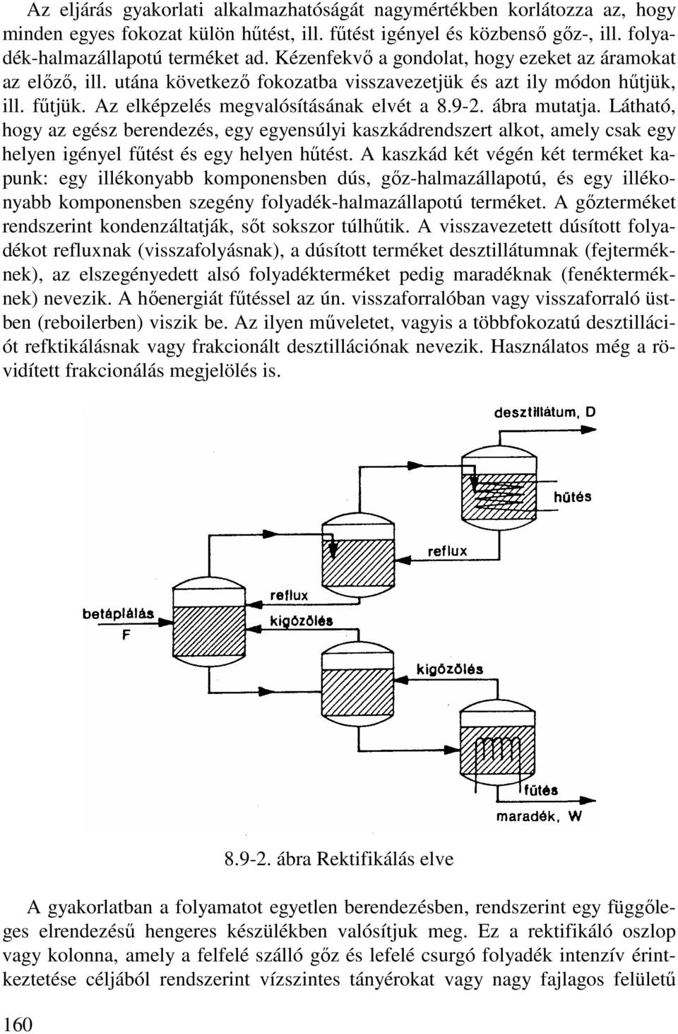 Látható, hogy az egész berendezés, egy egyensúlyi kaszkádrendszert alkot, amely csak egy helyen igényel főtést és egy helyen hőtést.