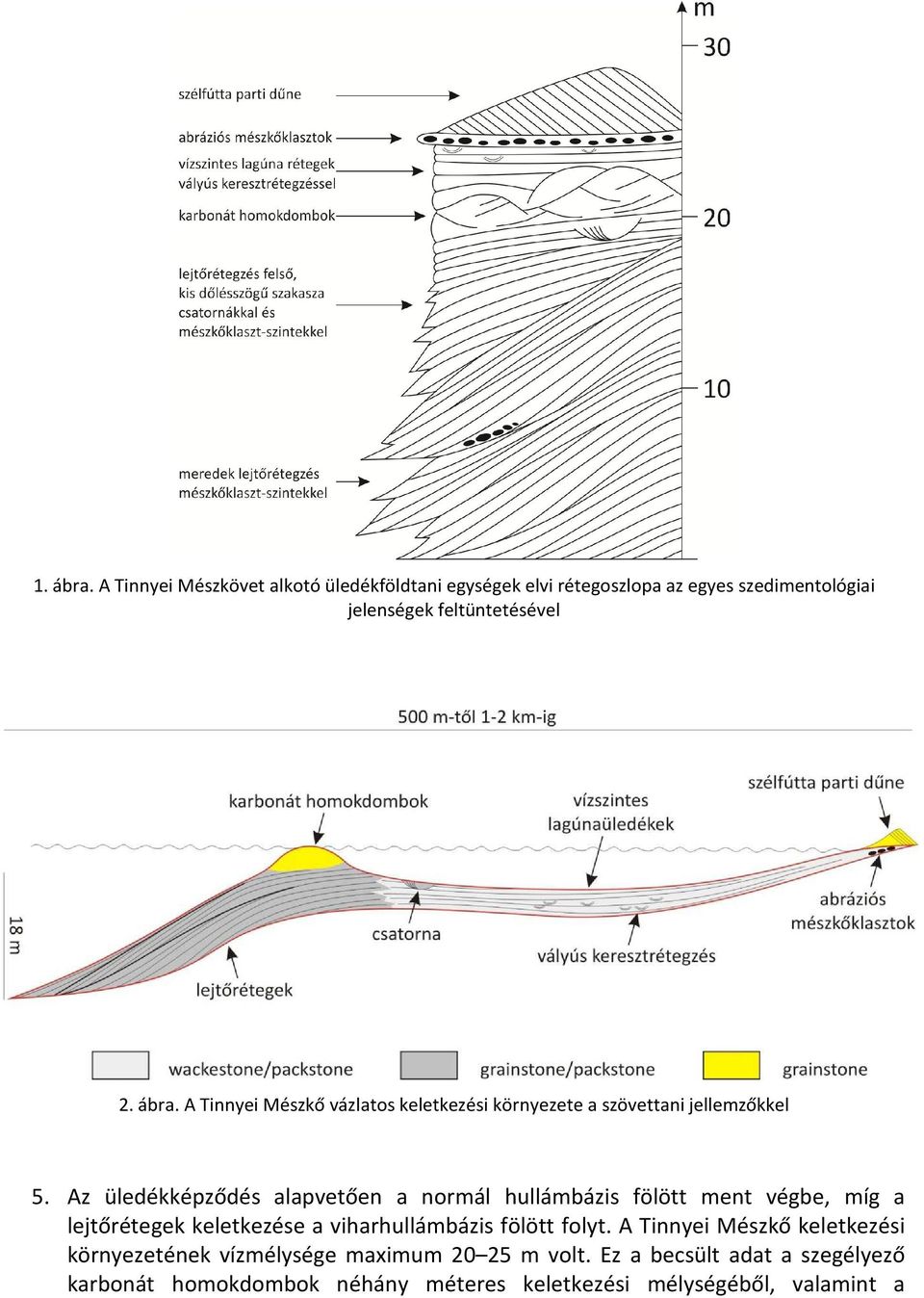 Az üledékképződés alapvetően a normál hullámbázis fölött ment végbe, míg a lejtőrétegek keletkezése a viharhullámbázis fölött folyt.