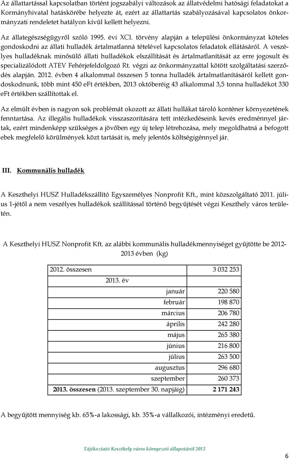 törvény alapján a települési önkormányzat köteles gondoskodni az állati hulladék ártalmatlanná tételével kapcsolatos feladatok ellátásáról.