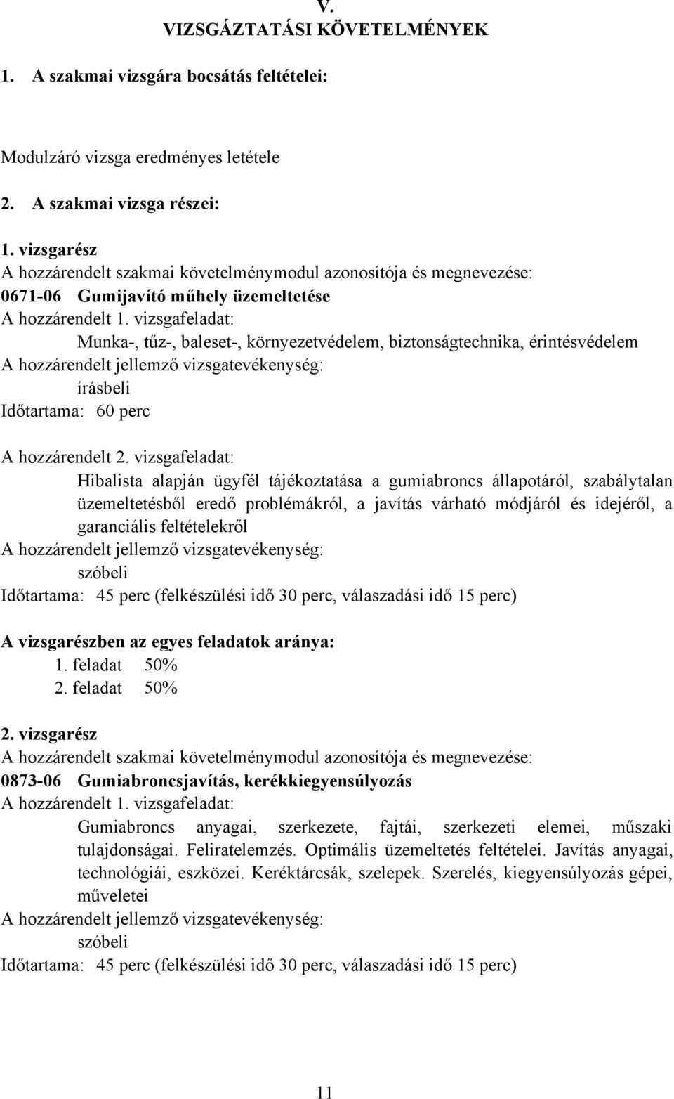 vizsgafeladat: Munka-, tűz-, baleset-, környezetvédelem, biztonságtechnika, érintésvédelem A hozzárendelt jellemző vizsgatevékenység: írásbeli Időtartama: 60 perc A hozzárendelt 2.