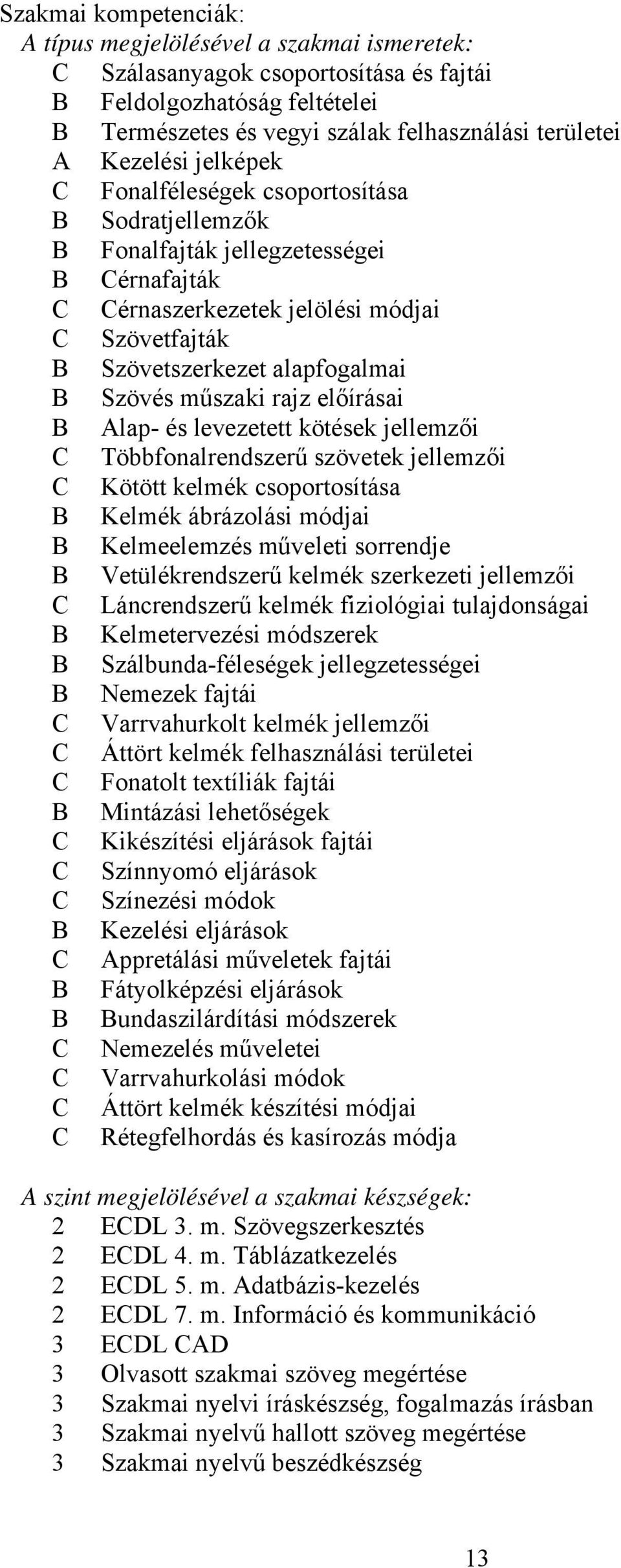 előírásai Alap- és levezetett kötések jellemzői C Többfonalrendszerű szövetek jellemzői C Kötött kelmék csoportosítása Kelmék ábrázolási módjai Kelmeelemzés műveleti sorrendje Vetülékrendszerű kelmék