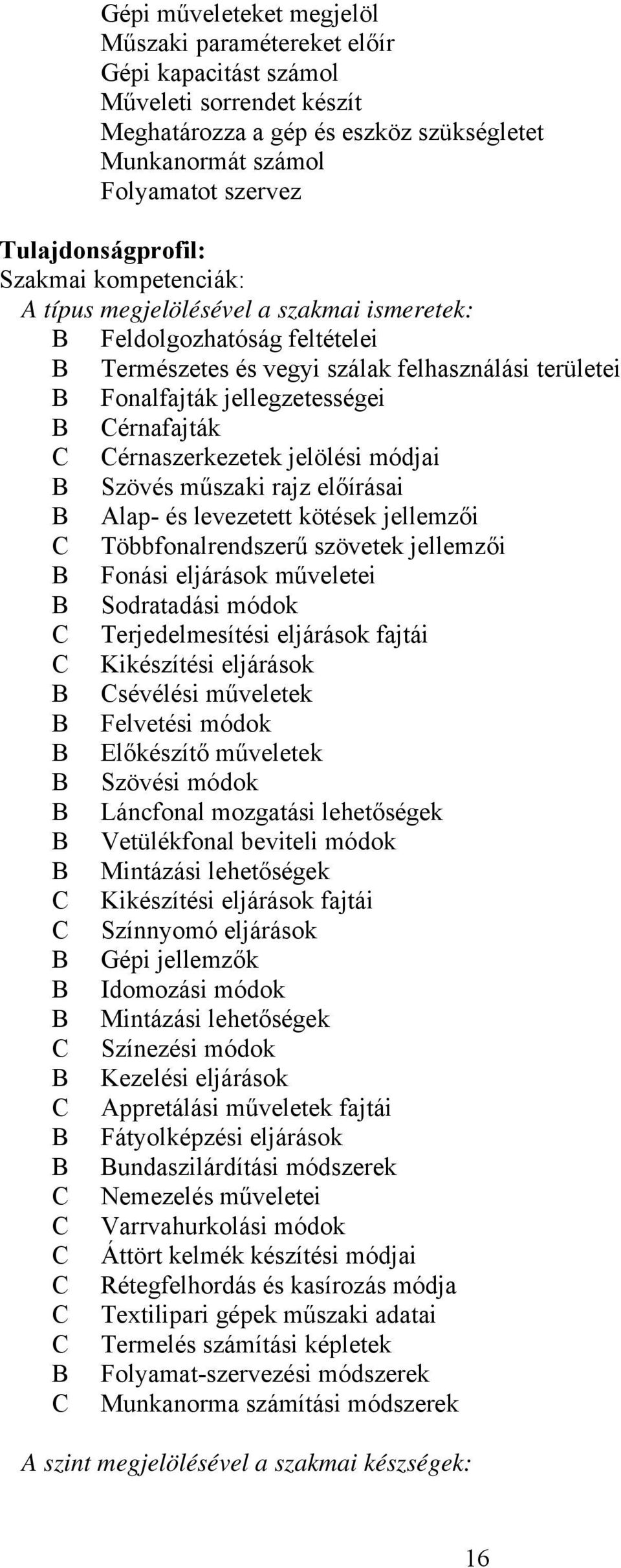 Cérnafajták C Cérnaszerkezetek jelölési módjai Szövés műszaki rajz előírásai Alap- és levezetett kötések jellemzői C Többfonalrendszerű szövetek jellemzői Fonási eljárások műveletei Sodratadási módok