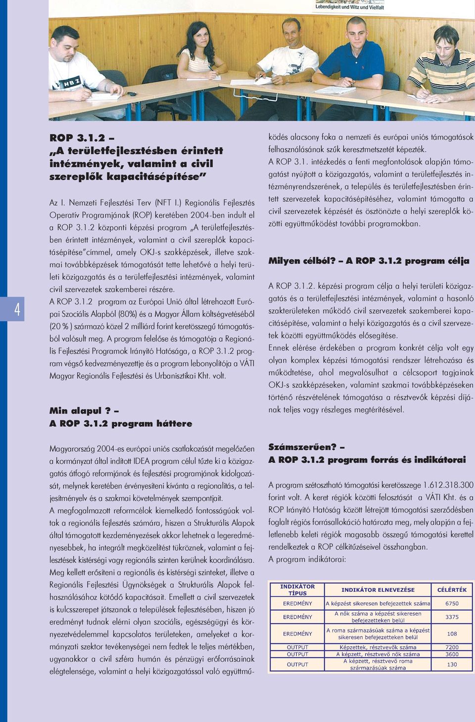 2 központi képzési program A területfejlesztésben érintett intézmények, valamint a civil szereplõk kapacitásépítése címmel, amely OKJ-s szakképzések, illetve szakmai továbbképzések támogatását tette