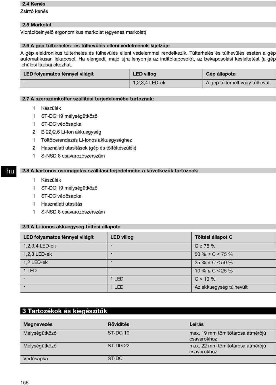 Túlterhelés és túlhevülés esetén a gép automatikusan lekapcsol. Ha elengedi, majd újra lenyomja az indítókapcsolót, az bekapcsolási késleltetést (a gép lehűlési fázisa) okozhat.