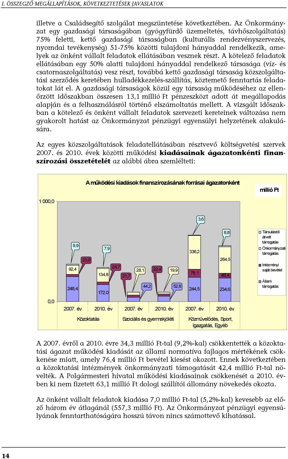 tulajdoni hányaddal rendelkezik, amelyek az önként vállalt feladatok ellátásában vesznek részt.