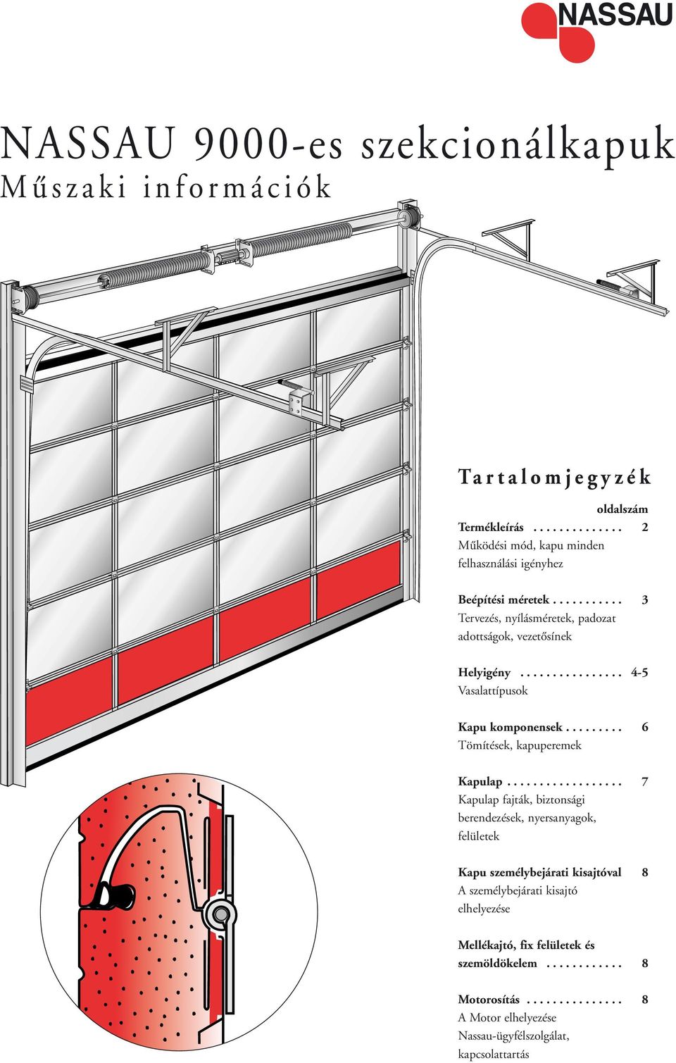 ............... 4-5 Vasalattípusok Kapu komponensek......... Tömítések, kapuperemek 6 Kapulap.