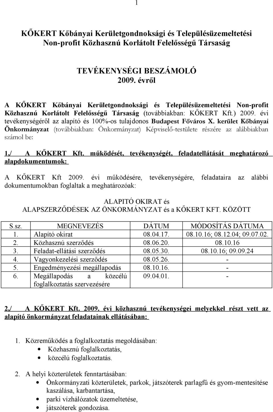 évi tevékenységéről az alapító és 100%-os tulajdonos Budapest Főváros X.