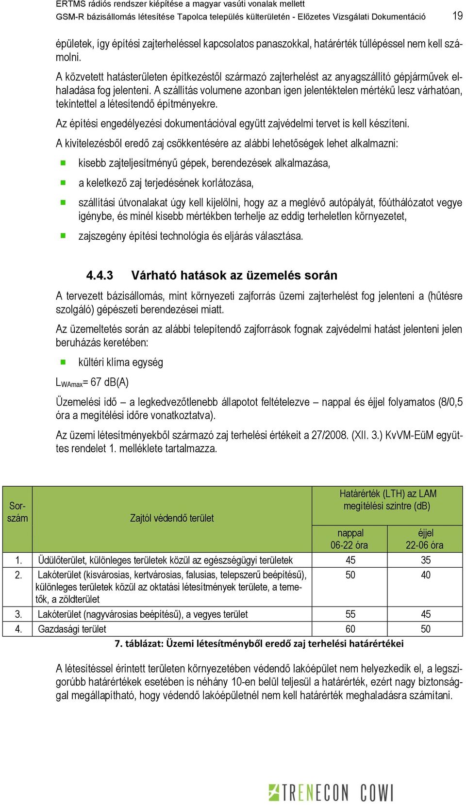 A szállítás volumene azonban igen jelentéktelen mértékű lesz várhatóan, tekintettel a létesítendő építményekre. Az építési engedélyezési dokumentációval együtt zajvédelmi tervet is kell készíteni.