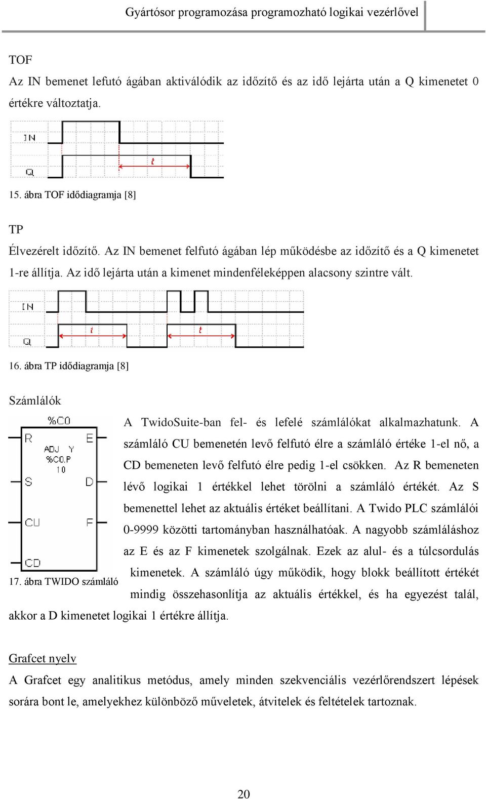 ábra TP idődiagramja [8] Számlálók A TwidoSuite-ban fel- és lefelé számlálókat alkalmazhatunk.