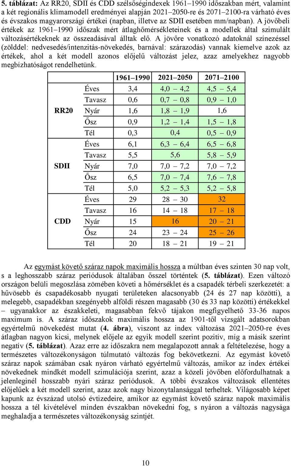 A jövőbeli értékek az 1961 1990 időszak mért átlaghőmérsékleteinek és a modellek által szimulált változásértékeknek az összeadásával álltak elő.