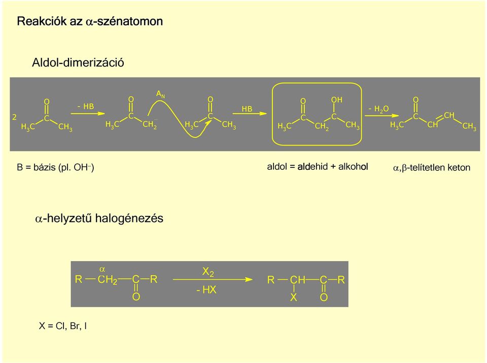 ) aldol = aldehid + alkohol ol α,β-telítetlen