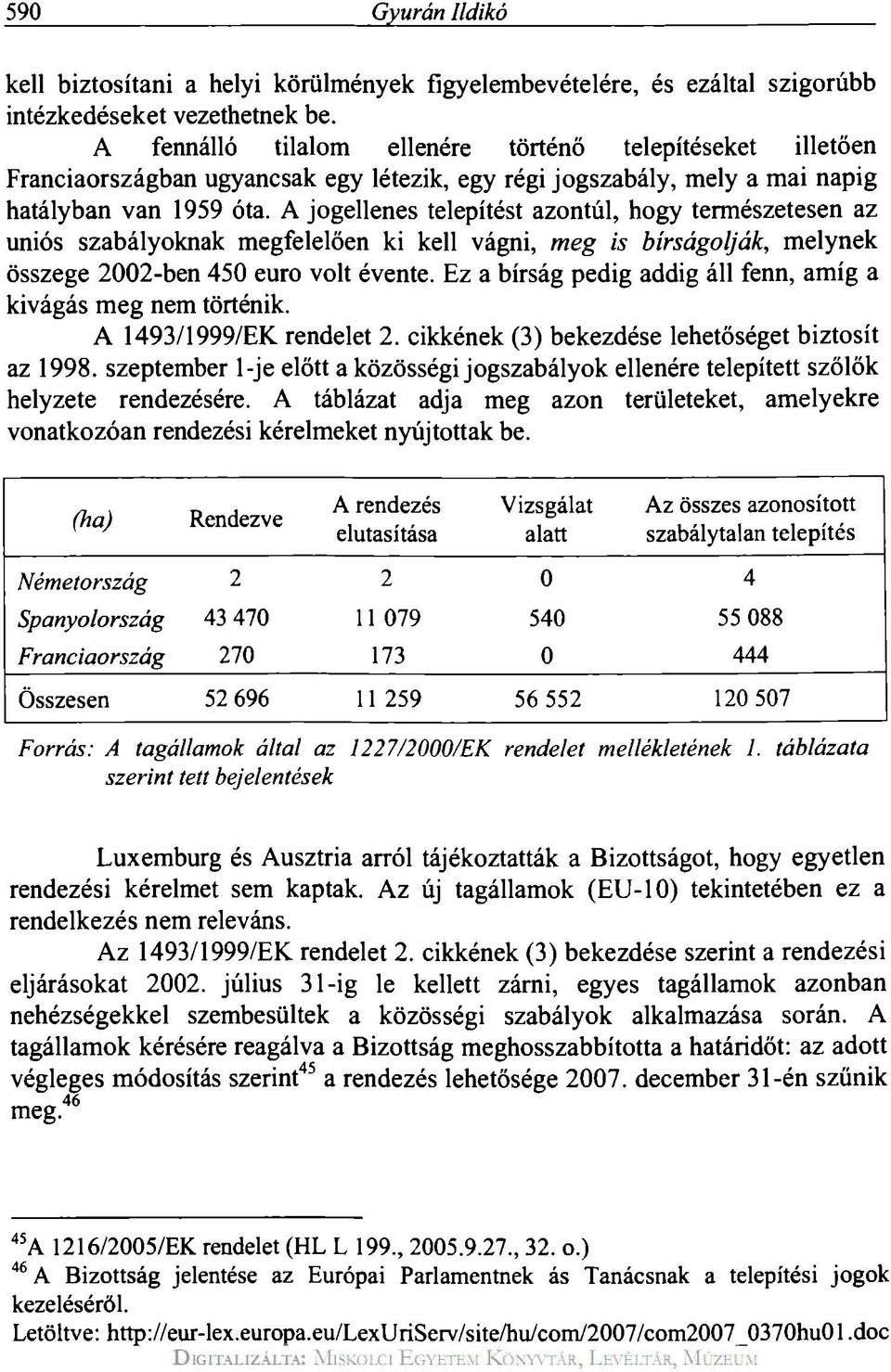 A jogellenes telepítést azontúl, hogy természetesen az uniós szabályoknak megfelelően ki kell vágni, meg is bírságolják, melynek összege 2002-ben 450 euró volt évente.