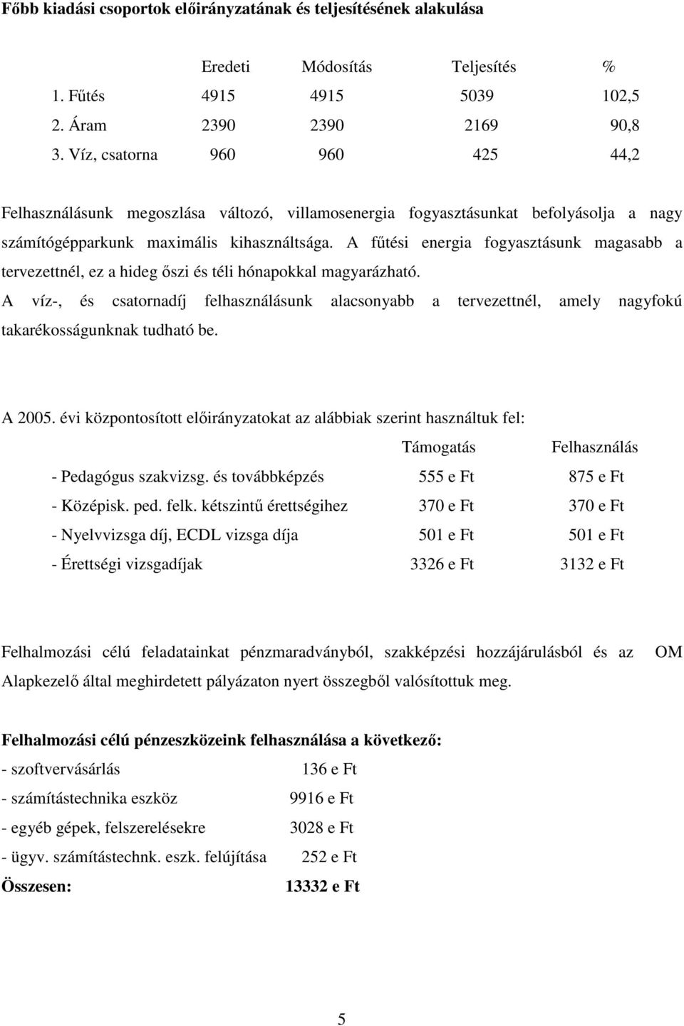 A főtési energia fogyasztásunk magasabb a tervezettnél, ez a hideg ıszi és téli hónapokkal magyarázható.