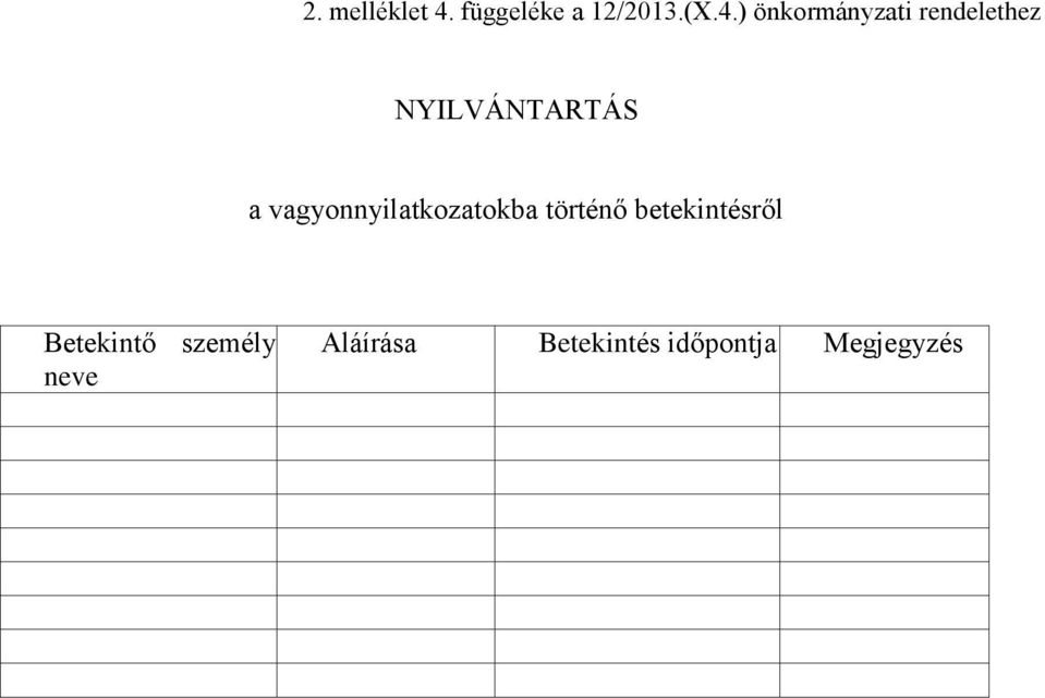 ) önkormányzati rendelethez NYILVÁNTARTÁS a