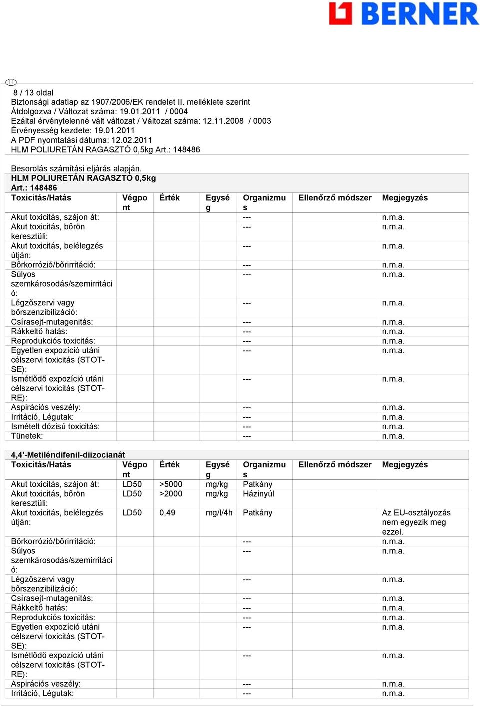 Bőrkorrózió/bőrirritáció: --- Súlyos --- szemkárosodás/szemirritáci ó: Légzőszervi vagy --- bőrszenzibilizáció: Csírasejt-mutagenitás: --- Rákkeltő hatás: --- Reprodukciós toxicitás: --- Egyetlen