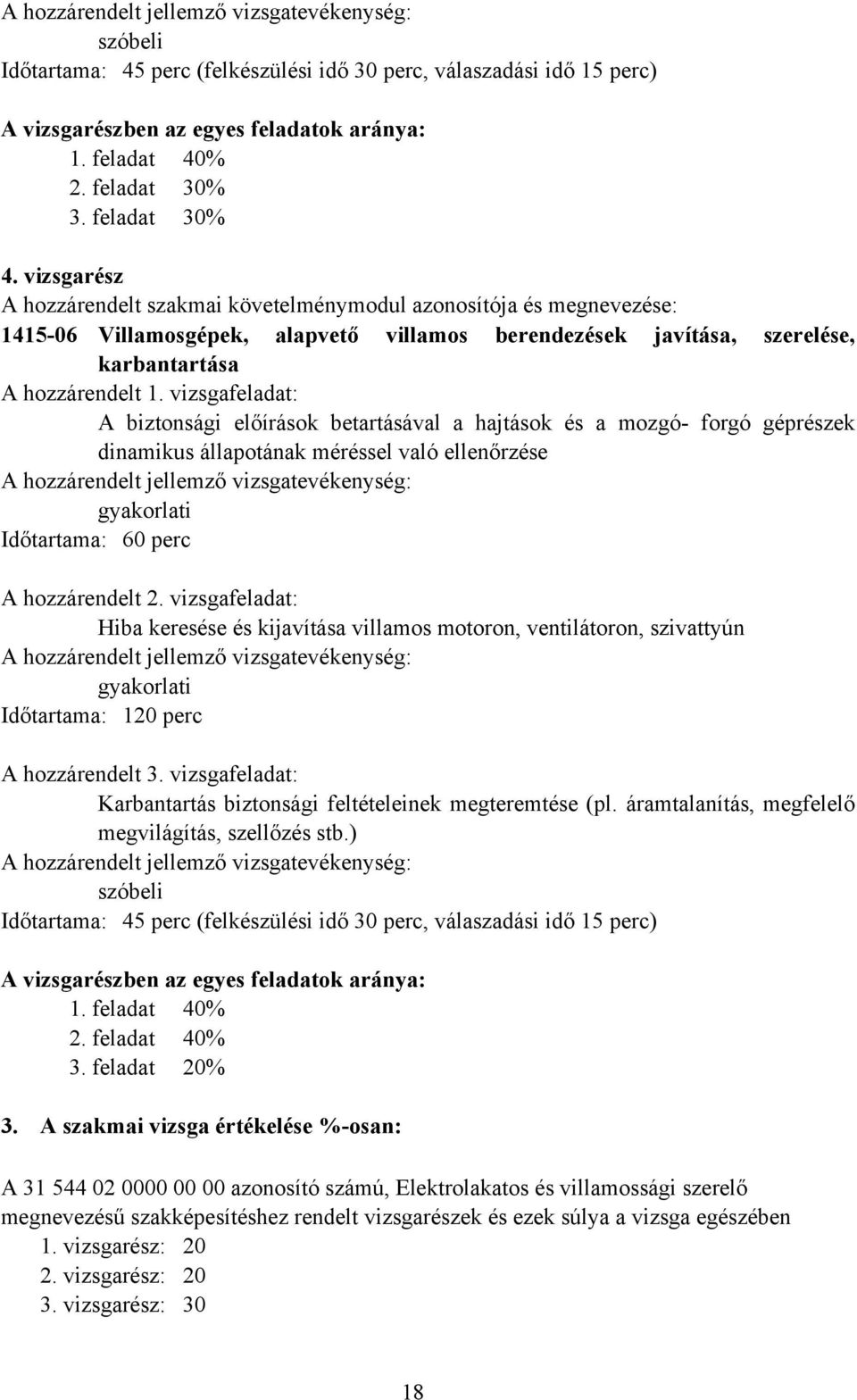 vizsgafeladat: A biztonsági előírások betartásával a hajtások és a mozgó- forgó géprészek dinamikus állapotának méréssel való ellenőrzése gyakorlati Időtartama: 60 perc A hozzárendelt 2.