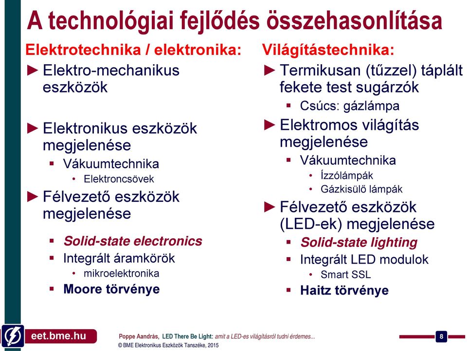 törvénye Világítástechnika: Termikusan (tűzzel) táplált fekete test sugárzók Csúcs: gázlámpa Elektromos világítás megjelenése