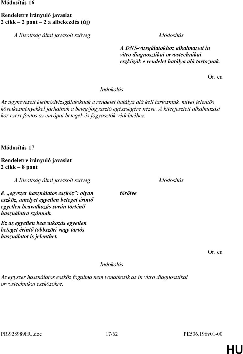 A kiterjesztett alkalmazási kör ezért fontos az európai betegek és fogyasztók védelméhez. 17 2 cikk 8 pont 8.