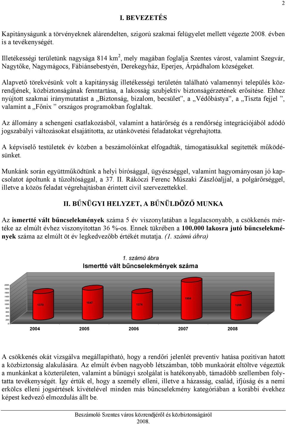 Alapvető törekvésünk volt a kapitányság illetékességi területén található valamennyi település közrendjének, közbiztonságának fenntartása, a lakosság szubjektív biztonságérzetének erősítése.