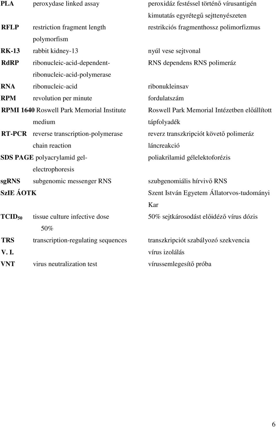 50 tissue culture infective dose 50% TRS transcription-regulating sequences V. I.