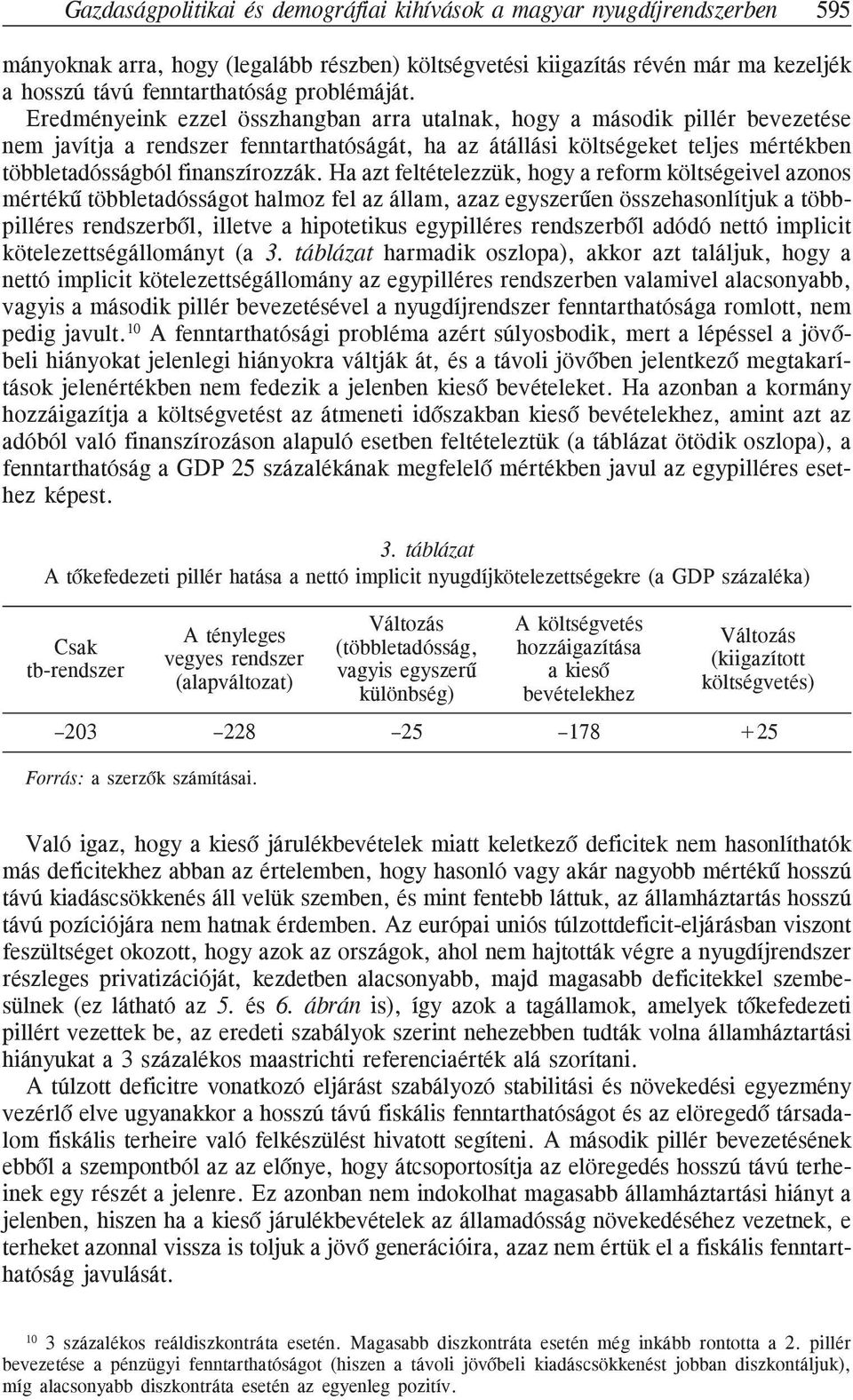 Eredményeink ezzel összhangban arra utalnak, hogy a második pillér bevezetése nem javítja a rendszer fenntarthatóságát, ha az átállási költségeket teljes mértékben többletadósságból finanszírozzák.