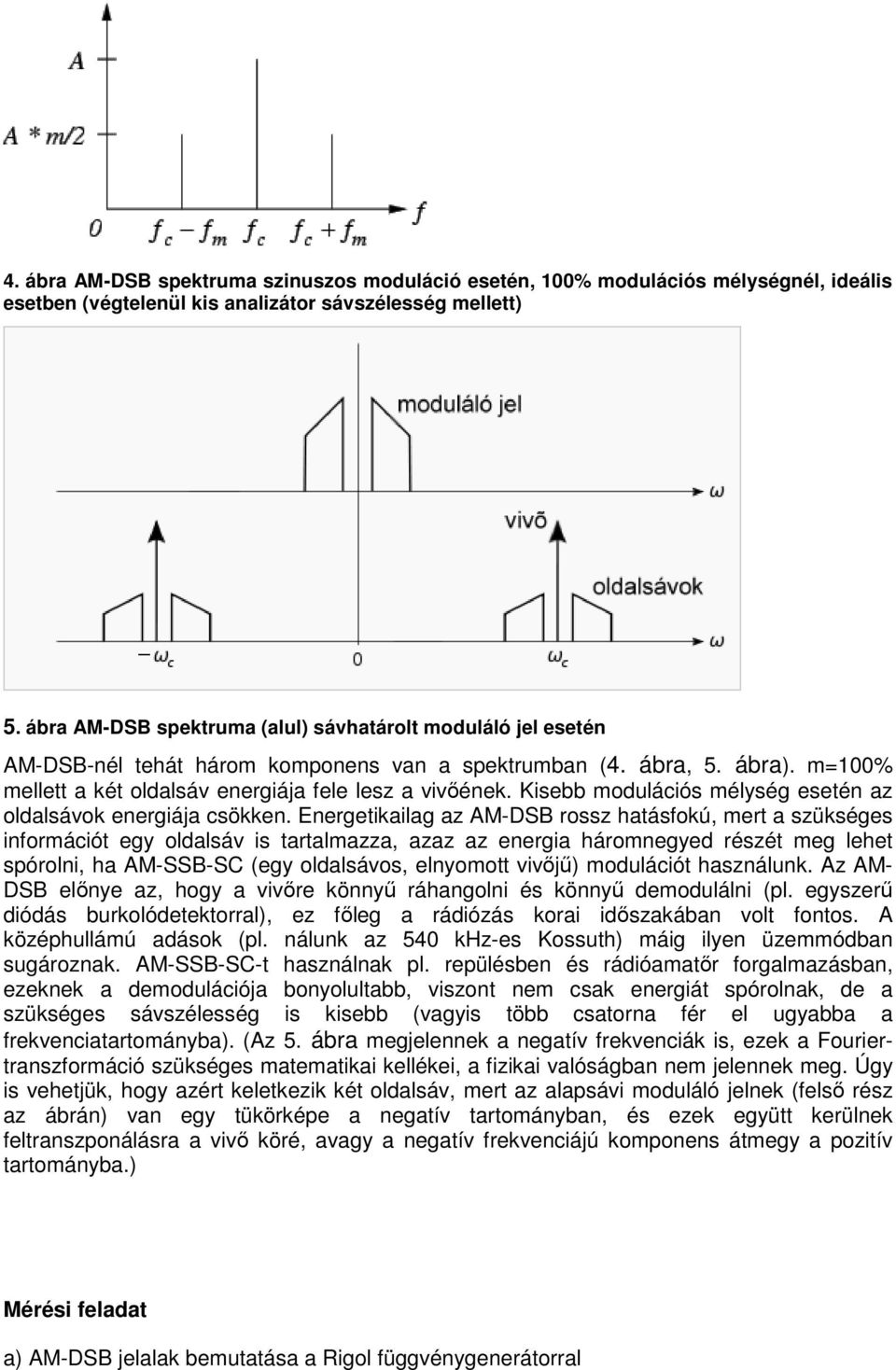 Kisebb modulációs mélység esetén az oldalsáok energiája csökken.