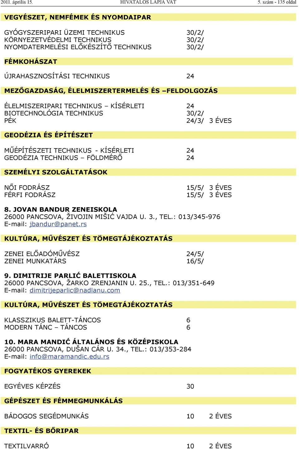 TECHNIKUS 24 MEZŐGAZDASÁG, ÉLELMISZERTERMELÉS ÉS FELDOLGOZÁS ÉLELMISZERIPARI TECHNIKUS KÍSÉRLETI 24 BIOTECHNOLÓGIA TECHNIKUS 30/2/ PÉK 24/3/ 3 ÉVES GEODÉZIA ÉS ÉPÍTÉSZET MŰÉPÍTÉSZETI TECHNIKUS -