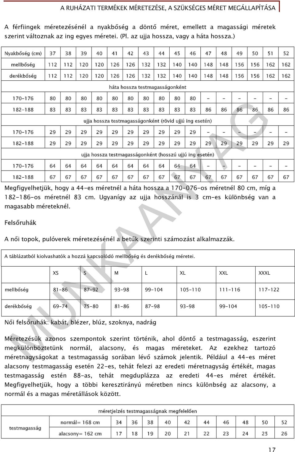 156 156 162 162 háta hossza testmagasságonként 170-176 80 80 80 80 80 80 80 80 80 80 - - - - - - 182-188 83 83 83 83 83 83 83 83 83 83 86 86 86 86 86 86 ujja hossza testmagasságonként (rövid ujjú ing