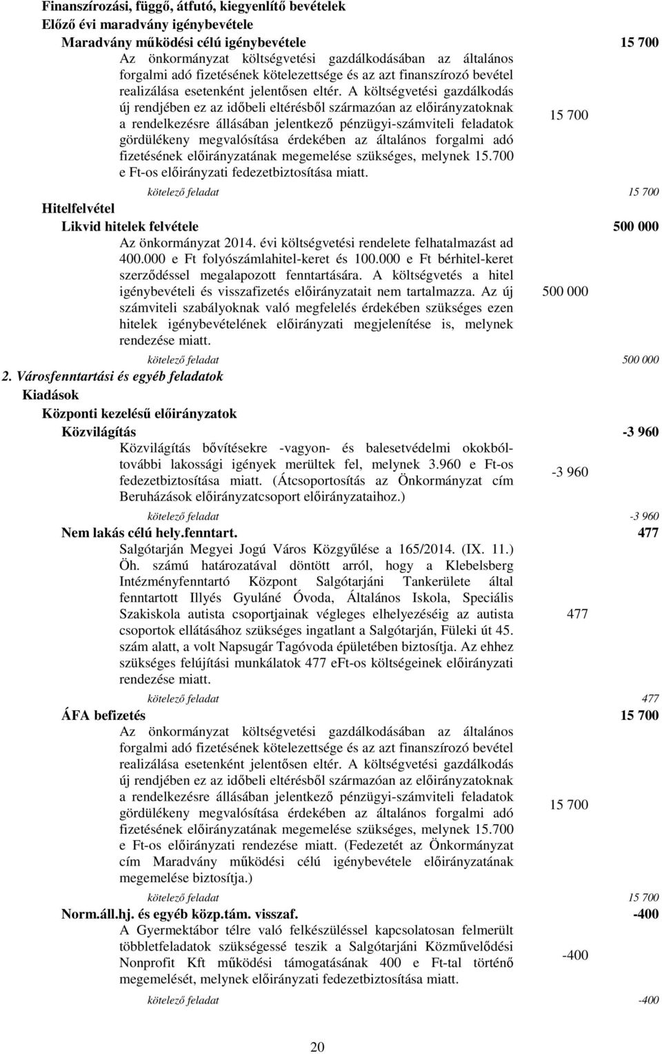 A költségvetési gazdálkodás új rendjében ez az időbeli eltérésből származóan az előirányzatoknak 15 700 a rendelkezésre állásában jelentkező pénzügyi-számviteli feladatok gördülékeny megvalósítása