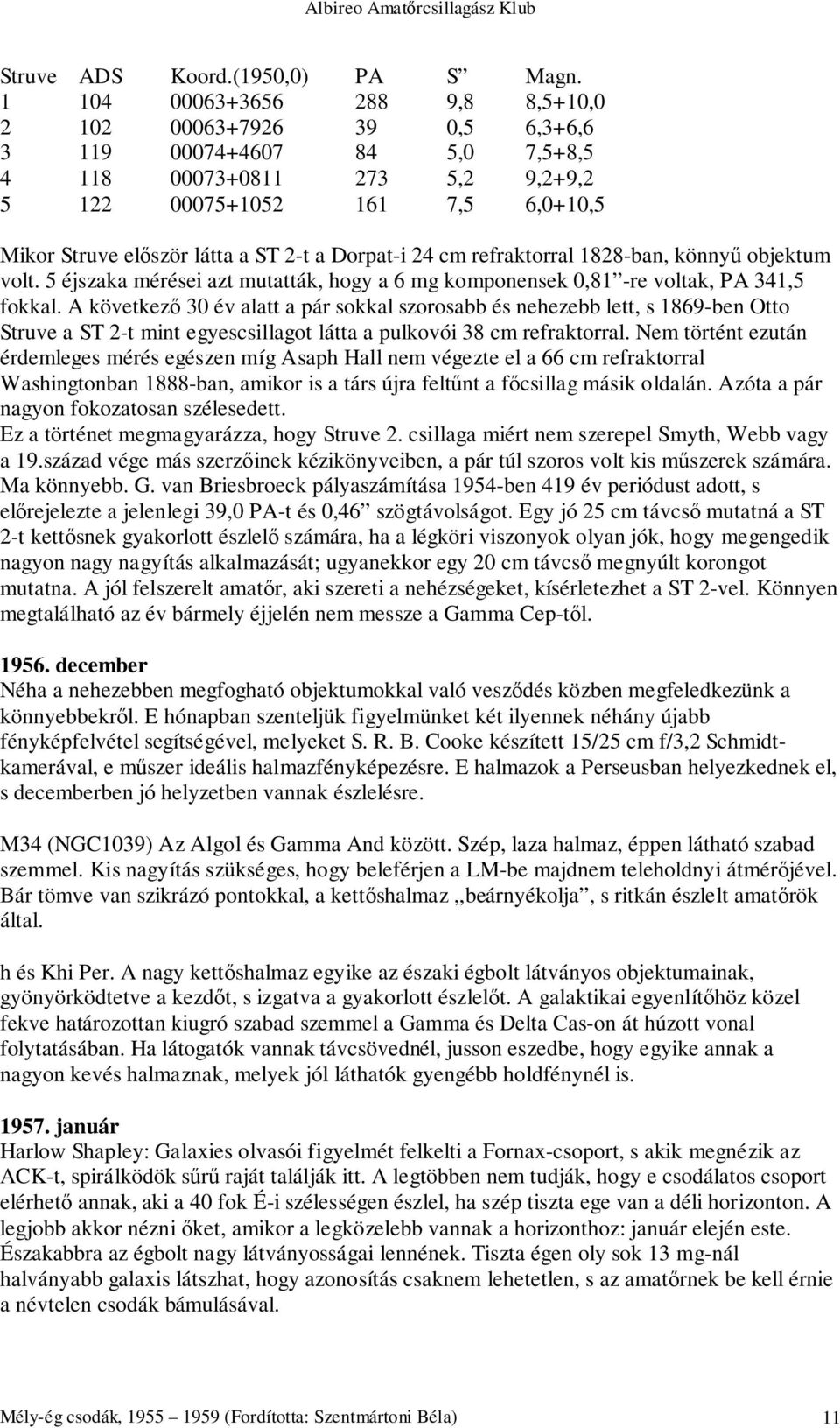 2-t a Dorpat-i 24 cm refraktorral 1828-ban, könnyű objektum volt. 5 éjszaka mérései azt mutatták, hogy a 6 mg komponensek 0,81 -re voltak, PA 341,5 fokkal.