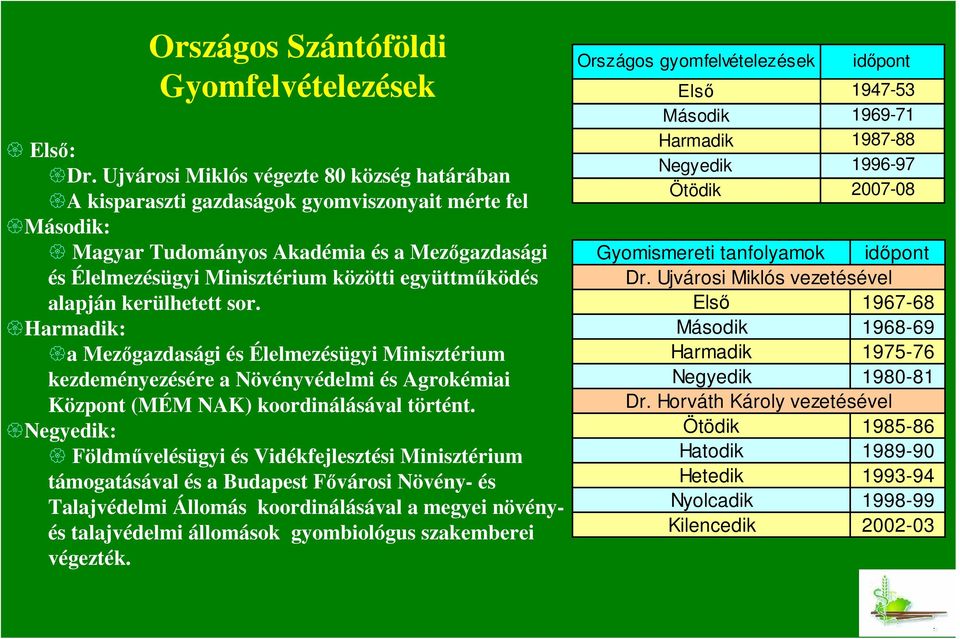 alapján kerülhetett sor. Harmadik: a Mezıgazdasági és Élelmezésügyi Minisztérium kezdeményezésére a Növényvédelmi és Agrokémiai Központ (MÉM NAK) koordinálásával történt.