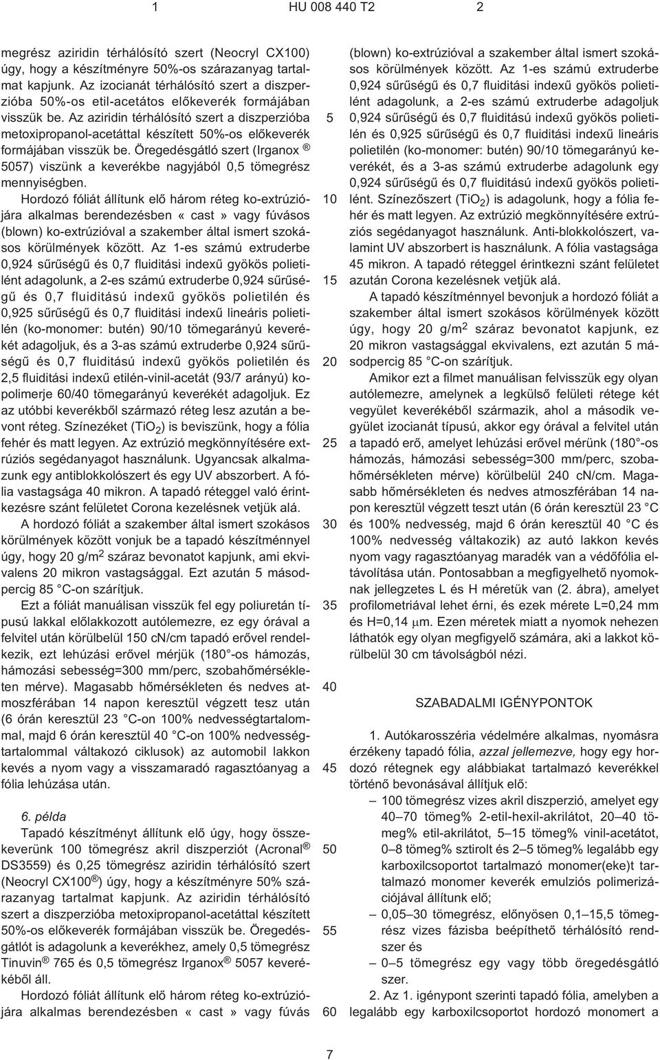 Az aziridin térhálósító szert a diszperzióba metoxipropanol-acetáttal készített 0%¹os elõkeverék formájában visszük be.