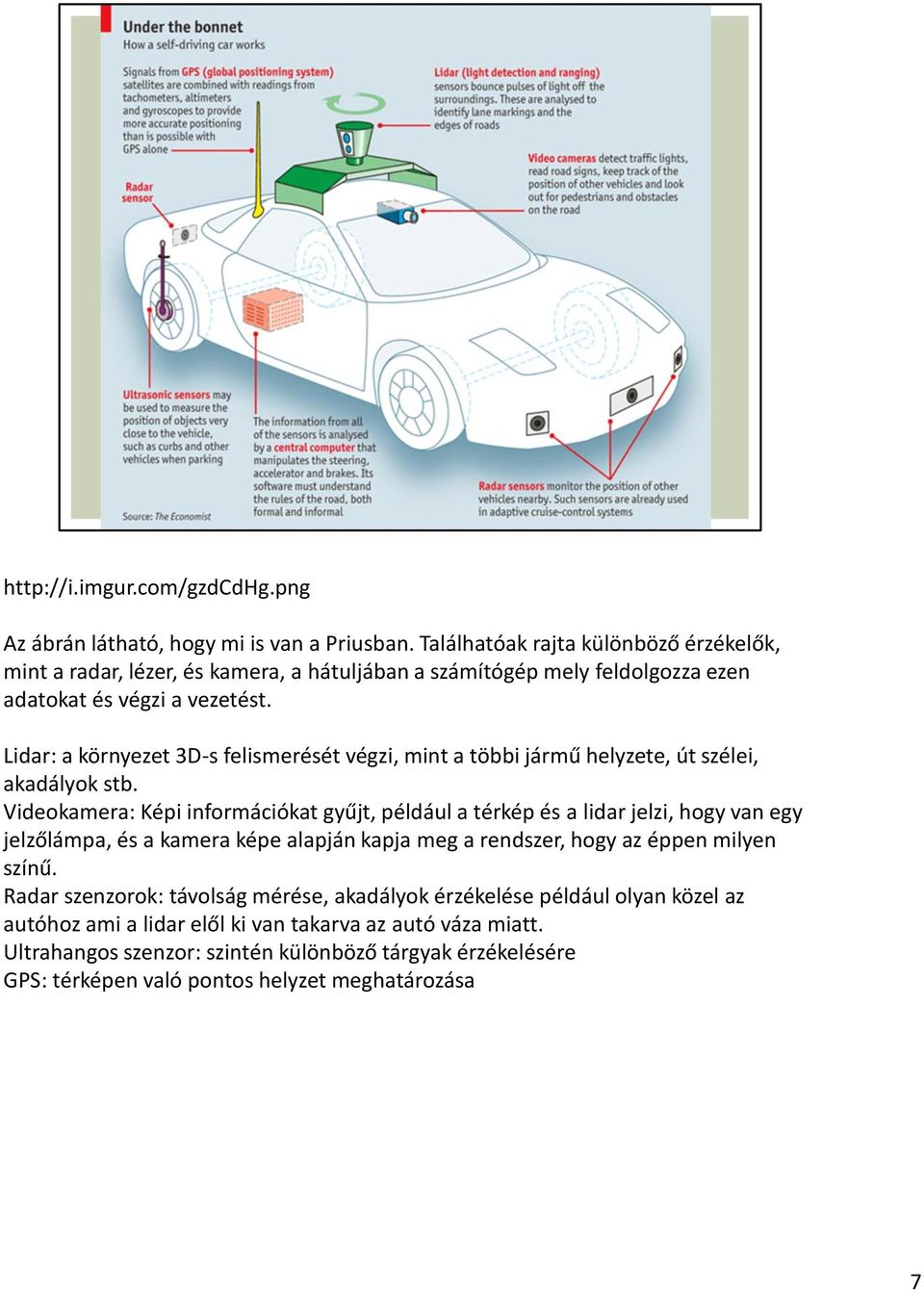 Lidar: a környezet 3D-s felismerését végzi, mint a többi jármű helyzete, út szélei, akadályok stb.