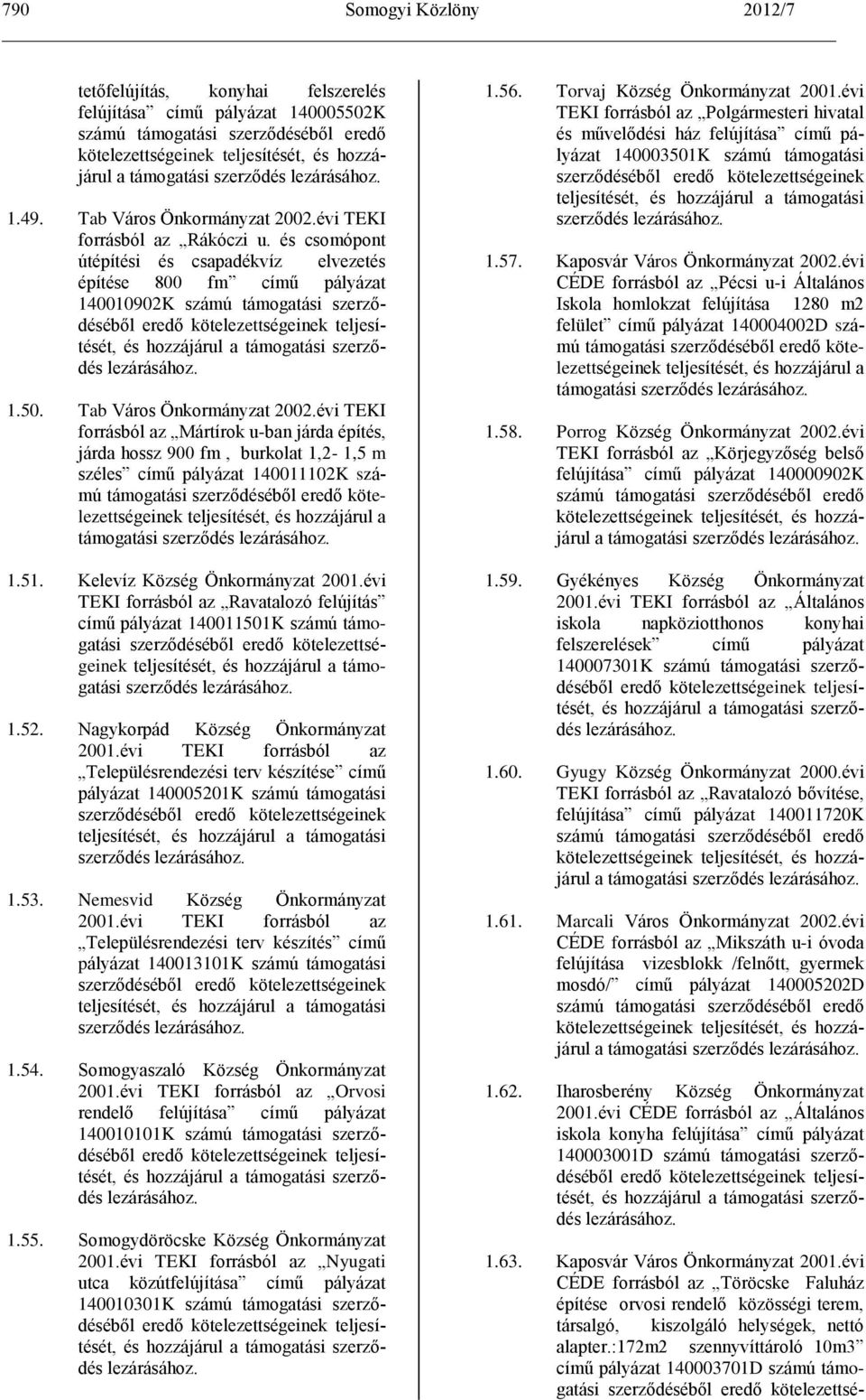 évi TEKI forrásból az Mártírok u-ban járda építés, járda hossz 900 fm, burkolat 1,2-1,5 m széles című pályázat 140011102K számú támogatási teljesítését, és hozzájárul a támogatási szerződés 1.51.