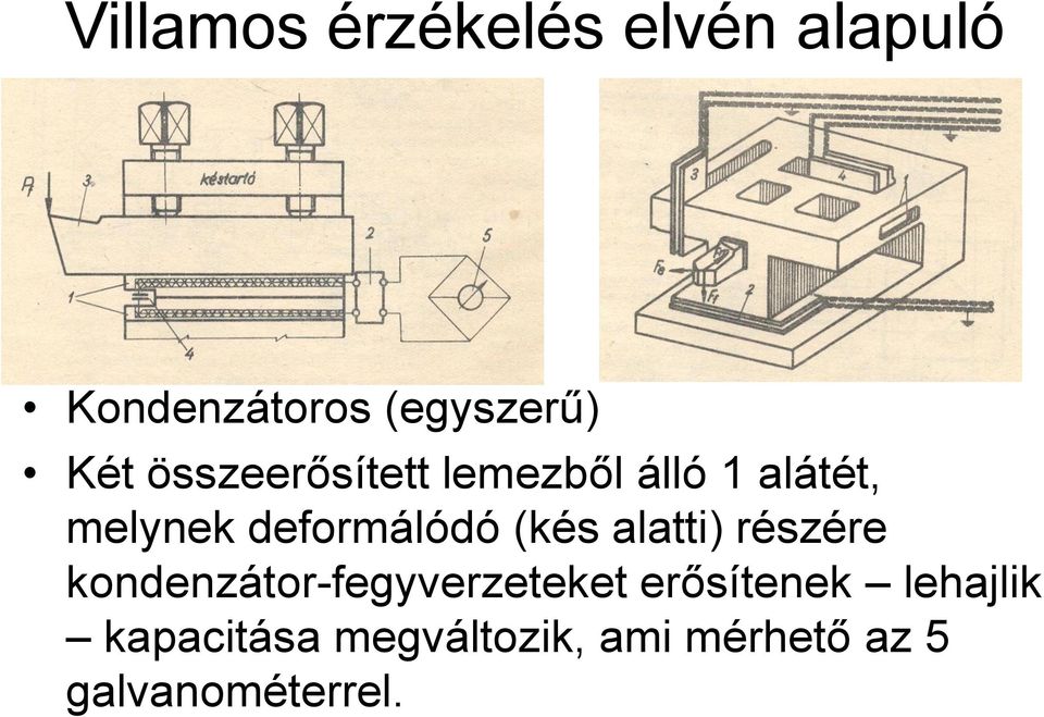 (kés alatti) részére kondenzátor-fegyverzeteket erősítenek