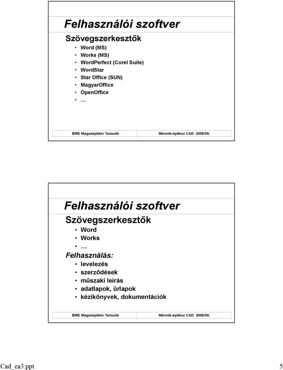 Szövegszerkesztık Word Works Felhasználás: levelezés