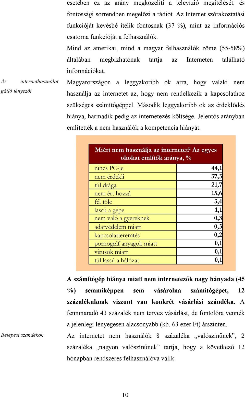 Mind az amerikai, mind a magyar felhasználók zöme (55-58%) általában megbízhatónak tartja az Interneten található információkat.