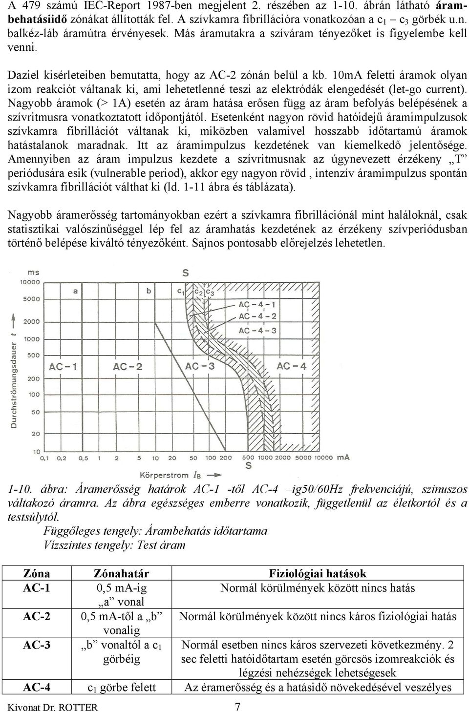 10mA feletti áramok olyan izom reakciót váltanak ki, ami lehetetlenné teszi az elektródák elengedését (let-go current).