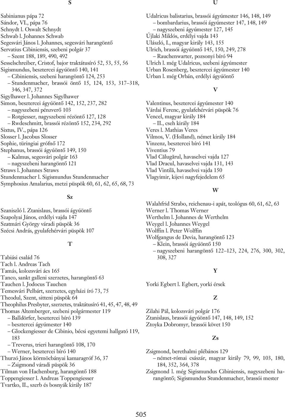 Cibiniensis, szebeni harangöntõ 124, 253 Stundenmacher, brassói öntõ 15, 124, 153, 317 318, 346, 347, 372 Sigylhawer l.