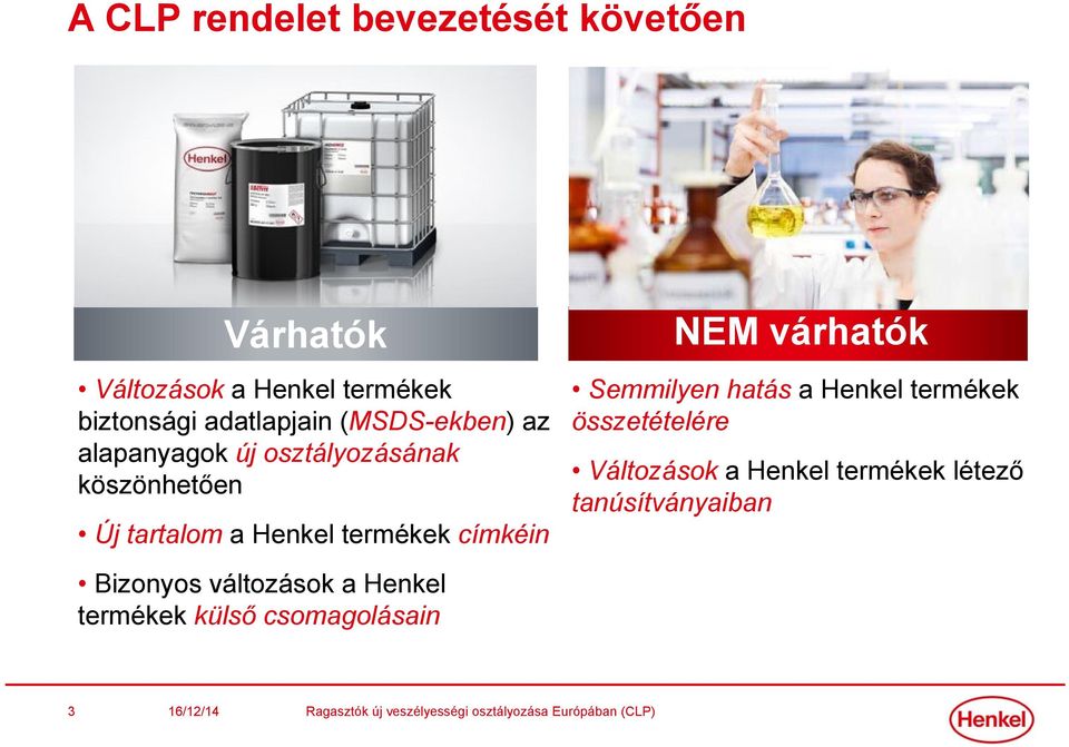 Henkel termékek címkéin NEM várhatók Semmilyen hatás a Henkel termékek összetételére