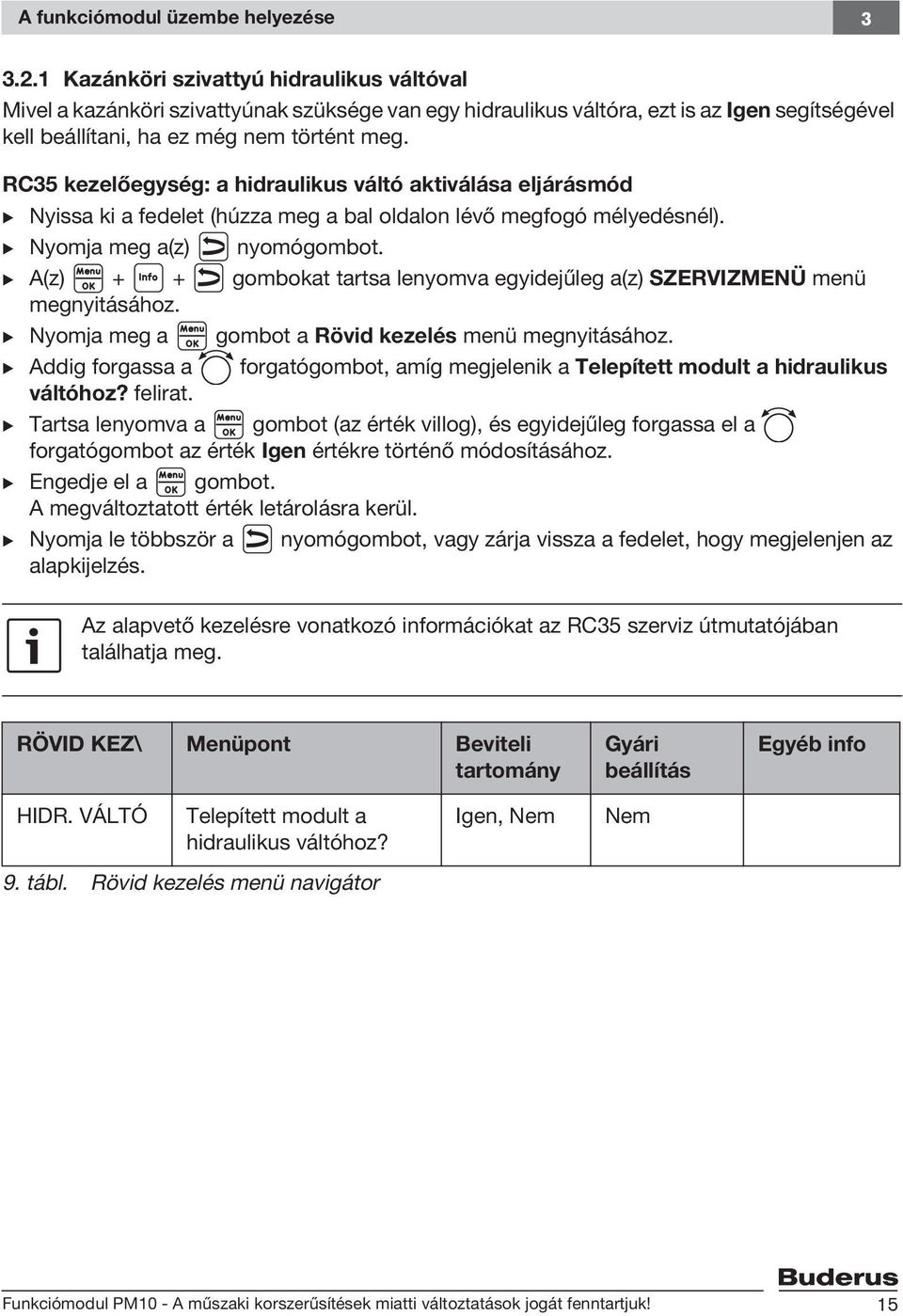 RC35 kezelőegység: a hidraulikus váltó aktiválása eljárásmód B Nyissa ki a fedelet (húzza meg a bal oldalon lévő megfogó mélyedésnél). B Nyomja meg a(z) nyomógombot.