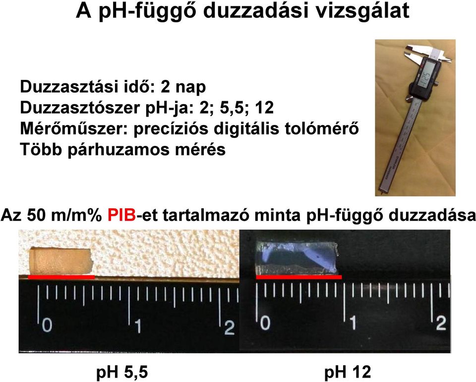 digitális tolómérő Több párhuzamos mérés Az 50 m/m%