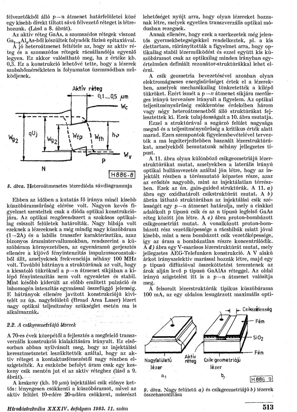 A jó heteroátmenet feltétele az, hogy az aktív réteg és a szomszédos rétegek rácsállandója egyenlő legyen. Ez akkor valósítható meg, ha x értéke kb. 0,3.